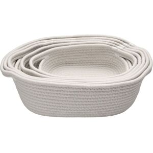 Tlily - 5-Piece Rectangle Storage Basket Set Cotton Rope Woven Baskets for Organizing ,Baby Nursery, Dog Toy White Tlily - 5-Piece Rectangle Storage Basket Set Cotton Rope Woven Baskets for Organizing ,Baby Nursery, Dog Toy White