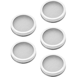 WOIYIC 5 Pieces Sprouting Lids Stainless Steel Jar Lids Strainer Lid for Canning Jars Seeds Germination Screen WOIYIC 5 Pieces Sprouting Lids Stainless Steel Jar Lids Strainer Lid for Canning Jars Seeds Germination Screen