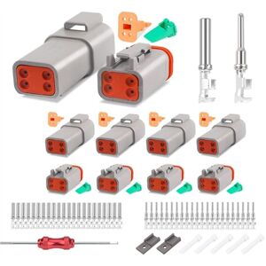 Tlily - 5 Set 4 Pin dt Connector Kit, Waterproof dt Connector, Size 16 Stamped Contacts, Seal Plugs for Car, Truck, Motorcycle Tlily - 5 Set 4 Pin dt Connector Kit, Waterproof dt Connector, Size 16 Stamped Contacts, Seal Plugs for Car, Truck, Motorcycle