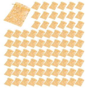 TLILY 500 Pcs 9 X12cm Sheer Drawstring Heart Organza Pouches for Party Wedding Favor Christmas Gifts (Gold) TLILY 500 Pcs 9 X12cm Sheer Drawstring Heart Organza Pouches for Party Wedding Favor Christmas Gifts (Gold)