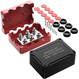 Tlily - 500A 48V Marine Bus Bar, Automotive Distribution Block, High Current, 6 Studs with Red Black Cover, Automatic Junction Box for Yacht Tlily - 500A 48V Marine Bus Bar, Automotive Distribution Block, High Current, 6 Studs with Red Black Cover, Automatic Junction Box for Yacht