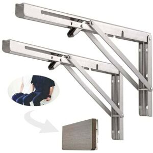 YMYNY 500mm Folding Wall Shelf, 304 Stainless Steel Folding Workbench Bracket, Folding Support Bracket, Wall Shelf Bracket (2pcs), Silver mumu YMYNY 500mm Folding Wall Shelf, 304 Stainless Steel Folding Workbench Bracket, Folding Support Bracket, Wall Shelf Bracket (2pcs), Silver mumu