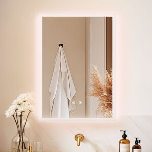 LUVODI 50cm x 70cm Rectangular LED Bathroom Mirror with Frosted edge Backlit Lights, Anti Fog LUVODI 50cm x 70cm Rectangular LED Bathroom Mirror with Frosted edge Backlit Lights, Anti Fog