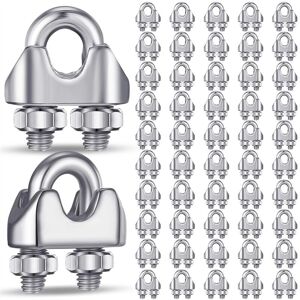 Tlily - 50Pcs 1/8 Inches M3 Stainless Steel Wire Rope Cable Clip Clamp 304 Tlily - 50Pcs 1/8 Inches M3 Stainless Steel Wire Rope Cable Clip Clamp 304
