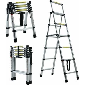 BRIEFNESS 5+6 Step Ladder Aluminum 5.34FT Telescoping Ladder Lightweight Portable A-Frame Ladders with Arm-Design, 330lbs Load Capacity Widen Step Pedal BRIEFNESS 5+6 Step Ladder Aluminum 5.34FT Telescoping Ladder Lightweight Portable A-Frame Ladders with Arm-Design, 330lbs Load Capacity Widen Step Pedal
