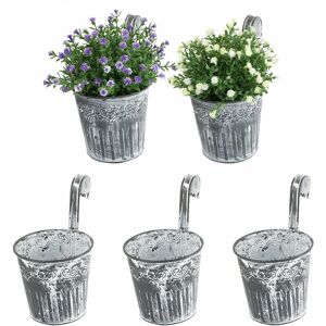 Tinor - 5pcs Vinage Style Iron Hanging Flower Pots with Hooks Handles Plant Bucket for Indoor Outdoor Home Decoration Balcony Garden Grid Tinor - 5pcs Vinage Style Iron Hanging Flower Pots with Hooks Handles Plant Bucket for Indoor Outdoor Home Decoration Balcony Garden Grid