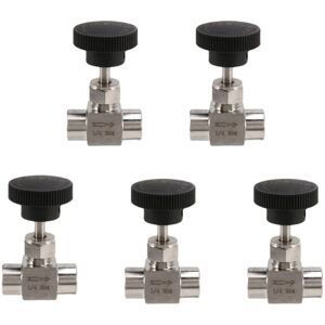 Tlily - 5X 1/4 Inch Equal Thread 304 Stainless Steel Flow Control Shut Off Needle Valve Tlily - 5X 1/4 Inch Equal Thread 304 Stainless Steel Flow Control Shut Off Needle Valve