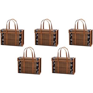 Tlily - 5X Picnic Basket Woven Wicker Storage Bag Handle Folded Fruit Shopping Food Rattan Grass Foldable Bamboo Tlily - 5X Picnic Basket Woven Wicker Storage Bag Handle Folded Fruit Shopping Food Rattan Grass Foldable Bamboo