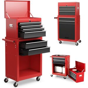 Costway - 6 Drawers Rolling Tool Chest High Capacity Tool Storage Cabinet with 4 HookS Costway - 6 Drawers Rolling Tool Chest High Capacity Tool Storage Cabinet with 4 HookS