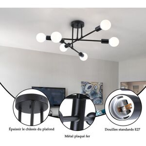 AXHUP 6 Lights E27 Ceiling Light Vintage Industrial Metal Ceiling Lamp for Kitchen Bedroom Living Room Black AXHUP 6 Lights E27 Ceiling Light Vintage Industrial Metal Ceiling Lamp for Kitchen Bedroom Living Room Black