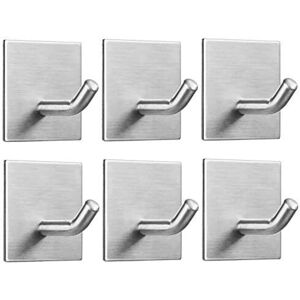 WOIYIC 6-Piece Adhesive Wall Hooks, 3M Self-Adhesive Stainless Steel Towel Rack, Waterproof and Rustproof, No Drilling Required, Towel and Dishcloth Holder WOIYIC 6-Piece Adhesive Wall Hooks, 3M Self-Adhesive Stainless Steel Towel Rack, Waterproof and Rustproof, No Drilling Required, Towel and Dishcloth Holder