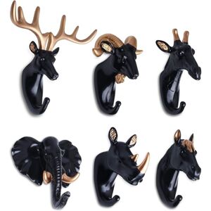 LINGHHANG 6-Piece Animal Head Wall-Mounted Coat Hook Set - Creative Decorative Resin Vintage Door Hooks, Suitable for Entryways, Bedrooms, and Bathrooms LINGHHANG 6-Piece Animal Head Wall-Mounted Coat Hook Set - Creative Decorative Resin Vintage Door Hooks, Suitable for Entryways, Bedrooms, and Bathrooms