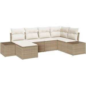 Garden Sofa Set 6 pcs Beige and cream 264 x 154 x 85 cm Vidaxl Garden Sofa Set 6 pcs Beige and cream 264 x 154 x 85 cm Vidaxl