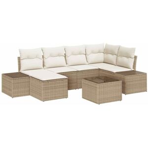 Garden Sofa Set 7 pcs Beige and cream 264 x 154 x 85 cm Vidaxl Garden Sofa Set 7 pcs Beige and cream 264 x 154 x 85 cm Vidaxl
