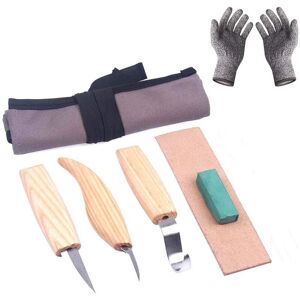 DEWDAT 6 Piece Wood Carving Set Wood Carving Beginner Kit includes hook knife, sharpening knife, detail knife, gloves DEWDAT 6 Piece Wood Carving Set Wood Carving Beginner Kit includes hook knife, sharpening knife, detail knife, gloves