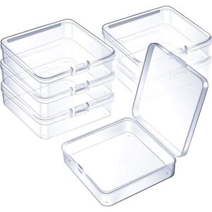 Linghhang - 6 Pieces) Mini Clear Plastic Bead Storage Container Boxes for Collecting Small Items, Beads, Jewelry, Business Cards, Crafts (3.7 x 3.7 x Linghhang - 6 Pieces) Mini Clear Plastic Bead Storage Container Boxes for Collecting Small Items, Beads, Jewelry, Business Cards, Crafts (3.7 x 3.7 x