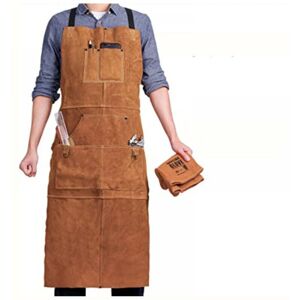 CYSLMUK 6 Pockets Welder Apron, Flame Retardant Heat Resistant Leather Work Apron, Carpenter Apron for Men, Adjustable m to xxxl, Great for Blacksmith, CYSLMUK 6 Pockets Welder Apron, Flame Retardant Heat Resistant Leather Work Apron, Carpenter Apron for Men, Adjustable m to xxxl, Great for Blacksmith,