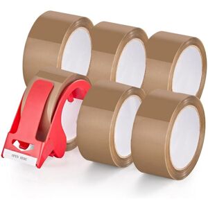 TLILY 6 Rolls Brown Packing Tape with Dispenser, Heavy Duty Packaging Refills, 1.88 Inches Wide, 60 Yards Per Roll TLILY 6 Rolls Brown Packing Tape with Dispenser, Heavy Duty Packaging Refills, 1.88 Inches Wide, 60 Yards Per Roll