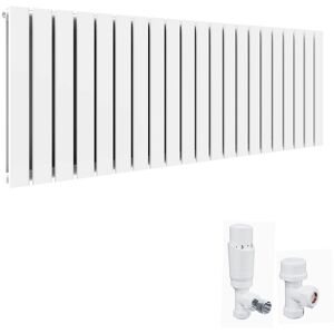 Elegant - 600 x 1596 mm Horizontal Column Designer Radiator White Double Flat Panel Radiators + White Thermostatic Radiator Valves Elegant - 600 x 1596 mm Horizontal Column Designer Radiator White Double Flat Panel Radiators + White Thermostatic Radiator Valves