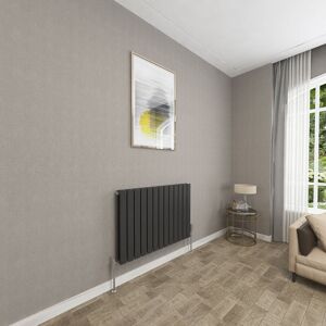 Sky Bathroom - 600x884mm Black Double Flat Panel Radiator Horizontal Central Heating Rad Sky Bathroom - 600x884mm Black Double Flat Panel Radiator Horizontal Central Heating Rad