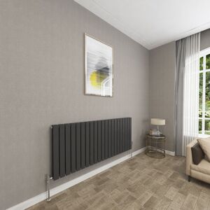 SKY Bathroom 600x1428mm Black Double Flat Panel Radiator Horizontal Central Heating Rad SKY Bathroom 600x1428mm Black Double Flat Panel Radiator Horizontal Central Heating Rad