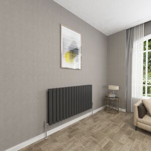 Sky Bathroom - 600x1156mm Black Double Flat Panel Radiator Horizontal Central Heating Rad Sky Bathroom - 600x1156mm Black Double Flat Panel Radiator Horizontal Central Heating Rad