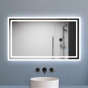 Aica Sanitaire - 1000x600mm Bathroom Mirror with led Lights, Anti Fog Touch Sensor Vanity Wall Mounted Frameless Vertical or Horizontal IP44 Rated Aica Sanitaire - 1000x600mm Bathroom Mirror with led Lights, Anti Fog Touch Sensor Vanity Wall Mounted Frameless Vertical or Horizontal IP44 Rated