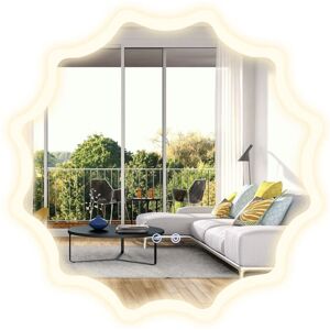 Costway - 60cm Round Anti-fog 3-Color led Lights Bathroom Mirror Waved Edge Wall Mirror Costway - 60cm Round Anti-fog 3-Color led Lights Bathroom Mirror Waved Edge Wall Mirror