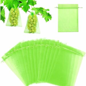 CYSLMUK 60pcs Fruit Protection Bags, 20x 30cm Grape Protection Bags Garden Organza Bags with Drawstring CYSLMUK 60pcs Fruit Protection Bags, 20x 30cm Grape Protection Bags Garden Organza Bags with Drawstring