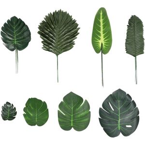 TLILY 68 Pieces 8 Kinds Tropical Party Decorations Jungle Monstera Leaves , Artificial Palm with Faux Stem TLILY 68 Pieces 8 Kinds Tropical Party Decorations Jungle Monstera Leaves , Artificial Palm with Faux Stem