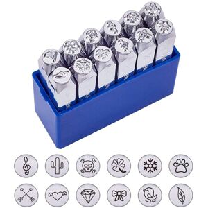 TLILY 6mm Metal Stamp Punch Tool Aluminium Leather Symbol Punching Stamps Tools Craft for Stamping 12 Patterns Set b TLILY 6mm Metal Stamp Punch Tool Aluminium Leather Symbol Punching Stamps Tools Craft for Stamping 12 Patterns Set b