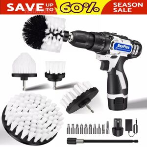 Briefness - 6Pcs Electric Drill Brush Attachment Power Scrubber Cleaner Scrub Cleaning Tools 2xBattery Briefness - 6Pcs Electric Drill Brush Attachment Power Scrubber Cleaner Scrub Cleaning Tools 2xBattery
