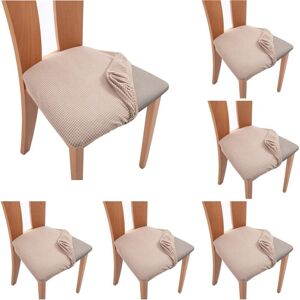 CYSLMUK 6pcs Khaki Dining Room Kitchen Chair Cover, Anti-fouling Slipcover, Elastic Curved Chair Cover CYSLMUK 6pcs Khaki Dining Room Kitchen Chair Cover, Anti-fouling Slipcover, Elastic Curved Chair Cover