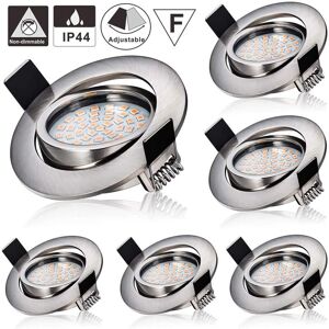 Aougo - 6X 5W led Recessed Spotlight Complete 3000K Warm White Equivalent to 45W Halogen Bulb 230V Fixed Ceiling Spotlight Drilling 55mm [Energy Aougo - 6X 5W led Recessed Spotlight Complete 3000K Warm White Equivalent to 45W Halogen Bulb 230V Fixed Ceiling Spotlight Drilling 55mm [Energy