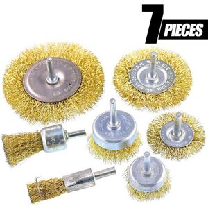 Gotrays - 7 Wire Brushes Drill Set - Wire Brush Drill Set, Brass Wheel and Cup for Wire Brush and Brush, Perfect for Removing Rust/Corrosion/Paint, Gotrays - 7 Wire Brushes Drill Set - Wire Brush Drill Set, Brass Wheel and Cup for Wire Brush and Brush, Perfect for Removing Rust/Corrosion/Paint,