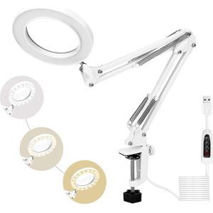 BEIJIYI 72 LED Magnifying Lamp, 5X Daylight Desktop Magnifying Glass with Metal Clamp, 3 Dimmable Color Modes for Repairing, Crafting, Sewing, Reading (White) BEIJIYI 72 LED Magnifying Lamp, 5X Daylight Desktop Magnifying Glass with Metal Clamp, 3 Dimmable Color Modes for Repairing, Crafting, Sewing, Reading (White)