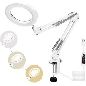 AOUGO 72LED Magnifying Lamp, 5X Desktop Daylight Magnifying Glass with Metal Clamp 3 Color Modes Dimmable for Repairing Crafts, Sewing, Reading(White) AOUGO 72LED Magnifying Lamp, 5X Desktop Daylight Magnifying Glass with Metal Clamp 3 Color Modes Dimmable for Repairing Crafts, Sewing, Reading(White)