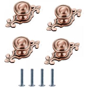CYSLMUK 74mm Matte Red Bronze,4 Door Knobs with Base, Vintage Rural Pull Handles for Cabinets, Drawers, Cupboard or Doors CYSLMUK 74mm Matte Red Bronze,4 Door Knobs with Base, Vintage Rural Pull Handles for Cabinets, Drawers, Cupboard or Doors