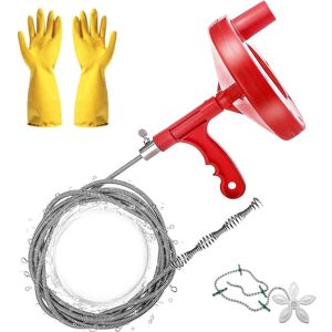LONGZIMING 7m Hand Crank Unblocker, Ferret Unclog, Plumbing Snake Drain Auger, for for Kitchen/Sink/Bathtub Drain/Toilet, with Gloves and Shower Drain Protector LONGZIMING 7m Hand Crank Unblocker, Ferret Unclog, Plumbing Snake Drain Auger, for for Kitchen/Sink/Bathtub Drain/Toilet, with Gloves and Shower Drain Protector