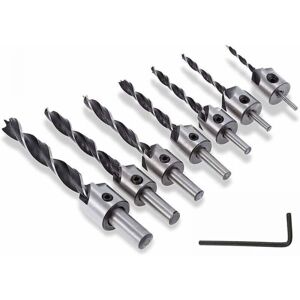 Cyslmuk - 7pcs 5 Flute Countersink Drill Bit Wood Countersink Bits Tapered Reamer Carpentry Drill Bit for Woodworking Chamfering 3-10mm Cyslmuk - 7pcs 5 Flute Countersink Drill Bit Wood Countersink Bits Tapered Reamer Carpentry Drill Bit for Woodworking Chamfering 3-10mm