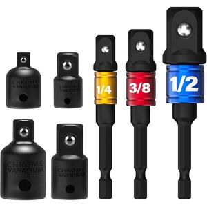 Memkey - 7pcs Socket Adapter 1/2 3/8 1/4 Hex Drill Bits Adapter Set Nut Wrench Reducer Socket Adapter Converter Ratchet Wrench Bits Memkey - 7pcs Socket Adapter 1/2 3/8 1/4 Hex Drill Bits Adapter Set Nut Wrench Reducer Socket Adapter Converter Ratchet Wrench Bits