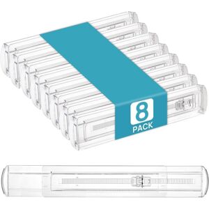 GROOFOO 8 Pack Shallow Drawer Dividers, 2.3" High 12.6"-21.2" Adjustable Expandable Kitchen Drawer Organizer, Clear Plastic Organizer Separators for GROOFOO 8 Pack Shallow Drawer Dividers, 2.3" High 12.6"-21.2" Adjustable Expandable Kitchen Drawer Organizer, Clear Plastic Organizer Separators for