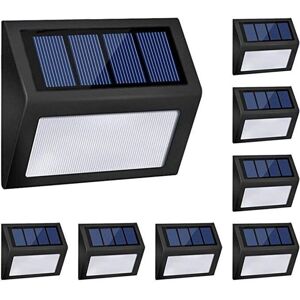 CYSLMUK 8 Pack Solar Lights Waterproof Solar Powered Stair Lights for Stairs Pathway Fence Patio Garden Driveway Cool White (Black) CYSLMUK 8 Pack Solar Lights Waterproof Solar Powered Stair Lights for Stairs Pathway Fence Patio Garden Driveway Cool White (Black)