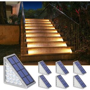 TONCHEAN 8 Pack Solar Step Lights for Stairs, Steps, Deck, Driveway, Porch, Front Door, Sidewalk - Warm Light TONCHEAN 8 Pack Solar Step Lights for Stairs, Steps, Deck, Driveway, Porch, Front Door, Sidewalk - Warm Light
