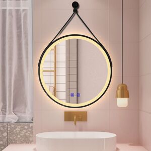 AICA SANITAIRE 600MM Round Demister Bathroom Mirror with 3 Colours Dimmable LED Lights, Dual control Wall Mounted, IP44, Variable light 2 color light strip, AICA SANITAIRE 600MM Round Demister Bathroom Mirror with 3 Colours Dimmable LED Lights, Dual control Wall Mounted, IP44, Variable light 2 color light strip,