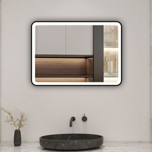Biubiubath - Black Frame Bathroom Mirror 700 x 500mm Bathroom led Mirror with Dimmable Lights Anti-fog Touch Control Biubiubath - Black Frame Bathroom Mirror 700 x 500mm Bathroom led Mirror with Dimmable Lights Anti-fog Touch Control