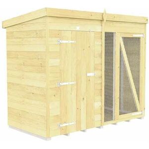 8ft X 4ft Dog Kennel and Run Full Height - Wood - L118 x W243 x H201 cm 8ft X 4ft Dog Kennel and Run Full Height - Wood - L118 x W243 x H201 cm