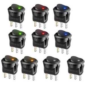 Csparkv - 8pcs led Rocker Switch, 12v Car Switch dc 12V 20A on/off Self Locking spst Round Push Button Switch for Car Boat Home Appliances Csparkv - 8pcs led Rocker Switch, 12v Car Switch dc 12V 20A on/off Self Locking spst Round Push Button Switch for Car Boat Home Appliances