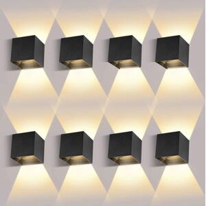 AXHUP 8pcs Outdoor/Indoor LED Wall Light, Modern 6W Wall Lamp Black Lighting Fixture IP65 Adjustable Lighting Angle for Hallway Bedroom Balcony Porch AXHUP 8pcs Outdoor/Indoor LED Wall Light, Modern 6W Wall Lamp Black Lighting Fixture IP65 Adjustable Lighting Angle for Hallway Bedroom Balcony Porch