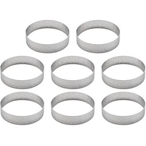 TLILY 8Pcs Stainless Steel Tart Ring, Heat-Resistant Perforated Cake Mousse Ring Round Double Rolled Metal Mold 8cm TLILY 8Pcs Stainless Steel Tart Ring, Heat-Resistant Perforated Cake Mousse Ring Round Double Rolled Metal Mold 8cm